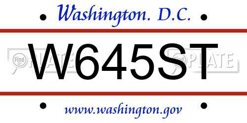W645ST District Of Columbia License Plate