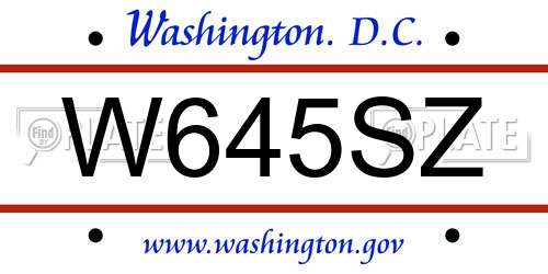 W645SZ District Of Columbia License Plate