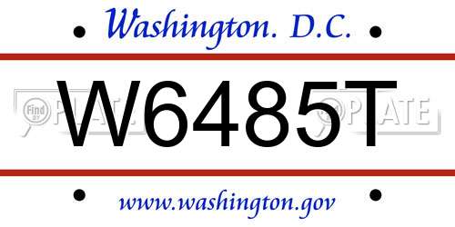 W6485T District Of Columbia License Plate