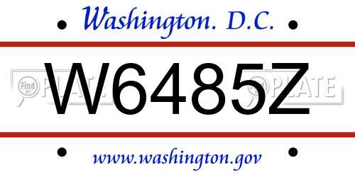 W6485Z District Of Columbia License Plate