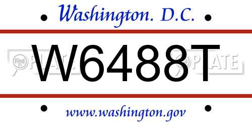 W6488T District Of Columbia License Plate