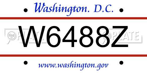 W6488Z District Of Columbia License Plate