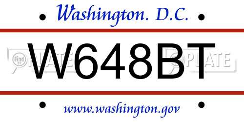 W648BT District Of Columbia License Plate