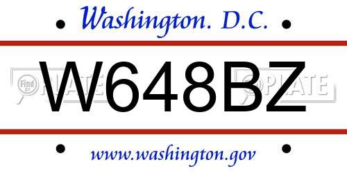 W648BZ District Of Columbia License Plate