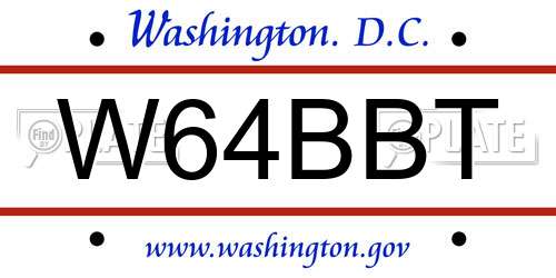 W64BBT District Of Columbia License Plate