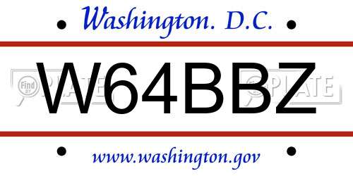 W64BBZ District Of Columbia License Plate