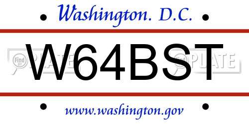 W64BST District Of Columbia License Plate