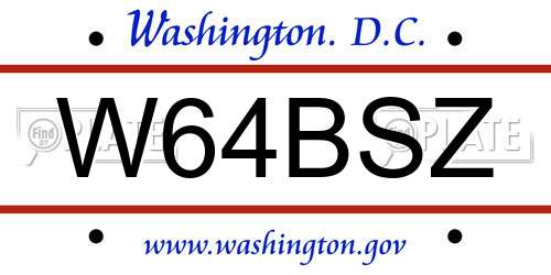W64BSZ District Of Columbia License Plate