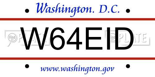 W64EID District Of Columbia License Plate