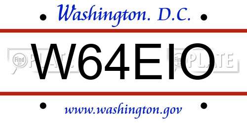 W64EIO District Of Columbia License Plate
