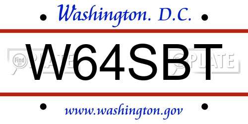 W64SBT District Of Columbia License Plate
