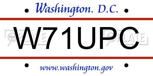 W71UPC District Of Columbia License Plate