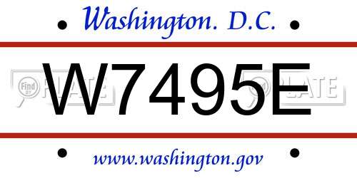 W7495E District Of Columbia License Plate
