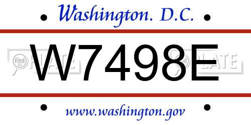 W7498E District Of Columbia License Plate