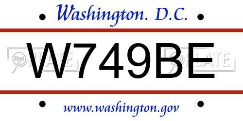 W749BE District Of Columbia License Plate