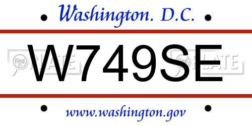 W749SE District Of Columbia License Plate