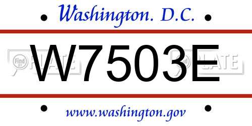W7503E District Of Columbia License Plate