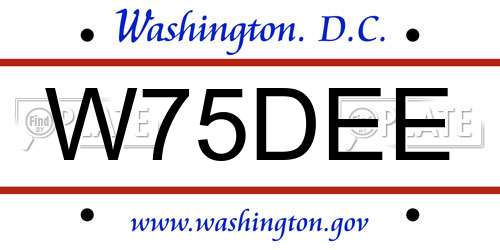 W75DEE District Of Columbia License Plate