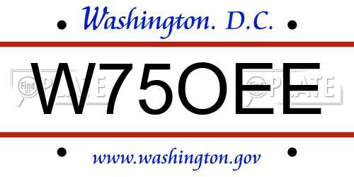 W75OEE District Of Columbia License Plate