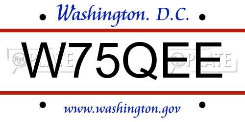 W75QEE District Of Columbia License Plate