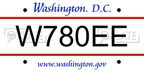 W780EE District Of Columbia License Plate