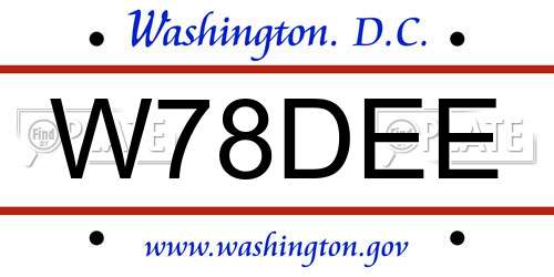 W78DEE District Of Columbia License Plate