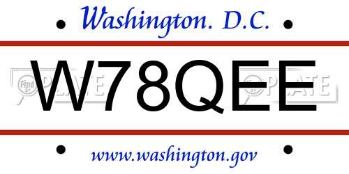 W78QEE District Of Columbia License Plate