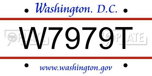 W7979T District Of Columbia License Plate