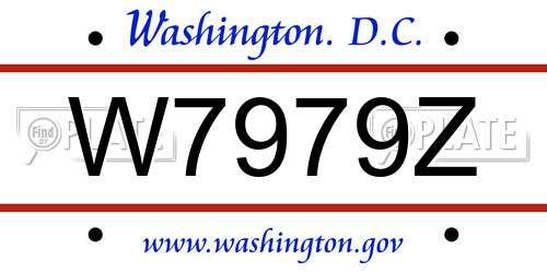W7979Z District Of Columbia License Plate