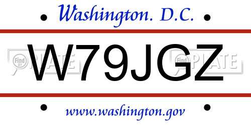 W79JGZ District Of Columbia License Plate