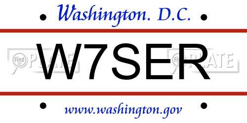 W7SER District Of Columbia License Plate