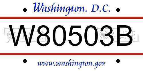 W80503B District Of Columbia License Plate