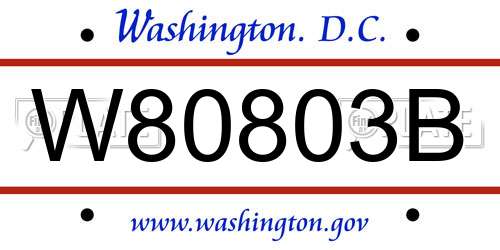 W80803B District Of Columbia License Plate