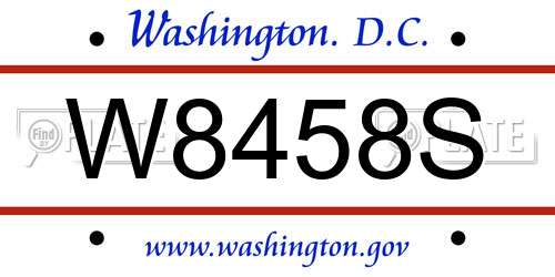 W8458S District Of Columbia License Plate