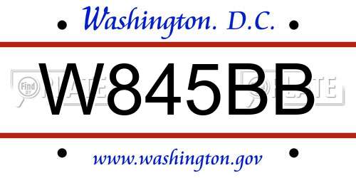 W845BB District Of Columbia License Plate