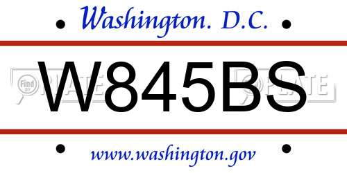 W845BS District Of Columbia License Plate