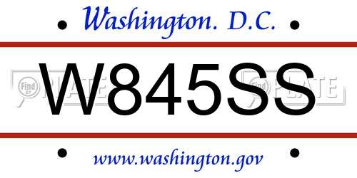 W845SS District Of Columbia License Plate