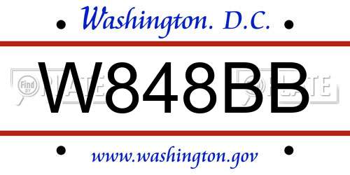 W848BB District Of Columbia License Plate