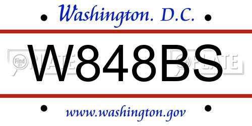 W848BS District Of Columbia License Plate