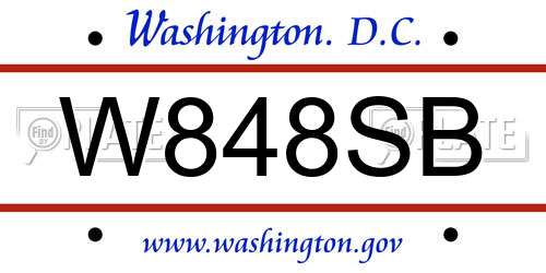 W848SB District Of Columbia License Plate