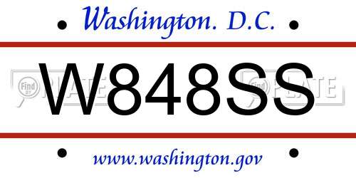 W848SS District Of Columbia License Plate
