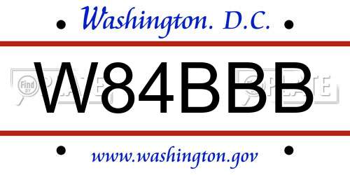 W84BBB District Of Columbia License Plate