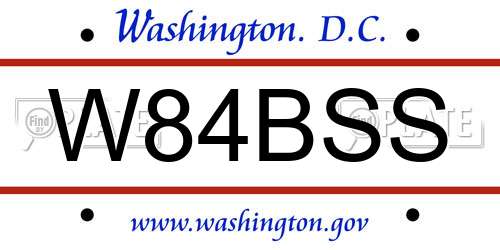 W84BSS District Of Columbia License Plate