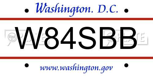 W84SBB District Of Columbia License Plate