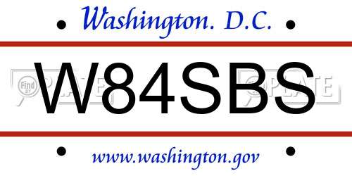 W84SBS District Of Columbia License Plate