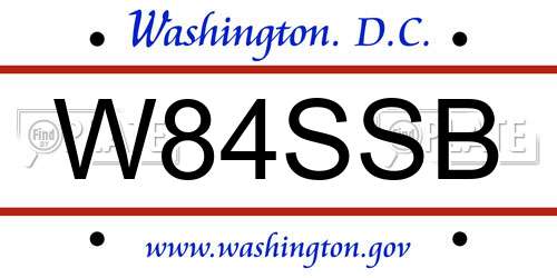 W84SSB District Of Columbia License Plate