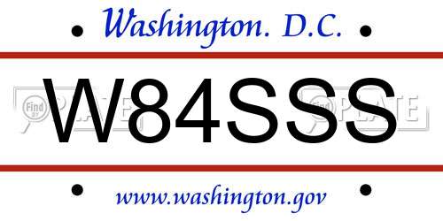 W84SSS District Of Columbia License Plate