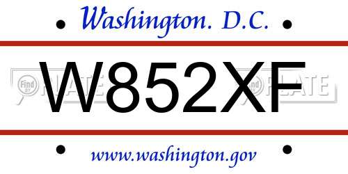 W852XF District Of Columbia License Plate