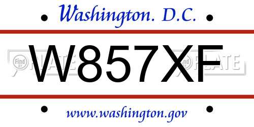 W857XF District Of Columbia License Plate