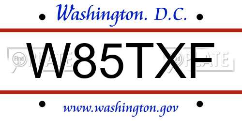 W85TXF District Of Columbia License Plate